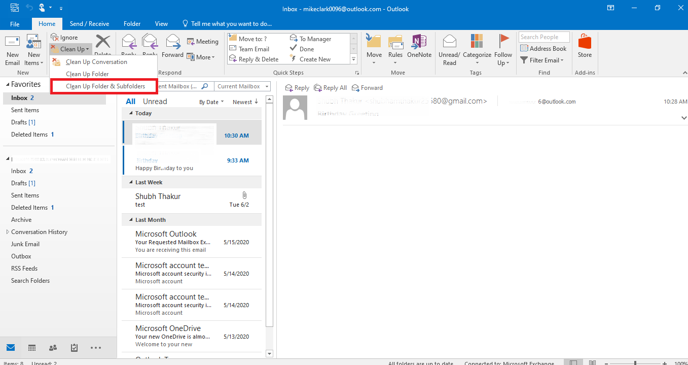 find and delete duplicates in outlook