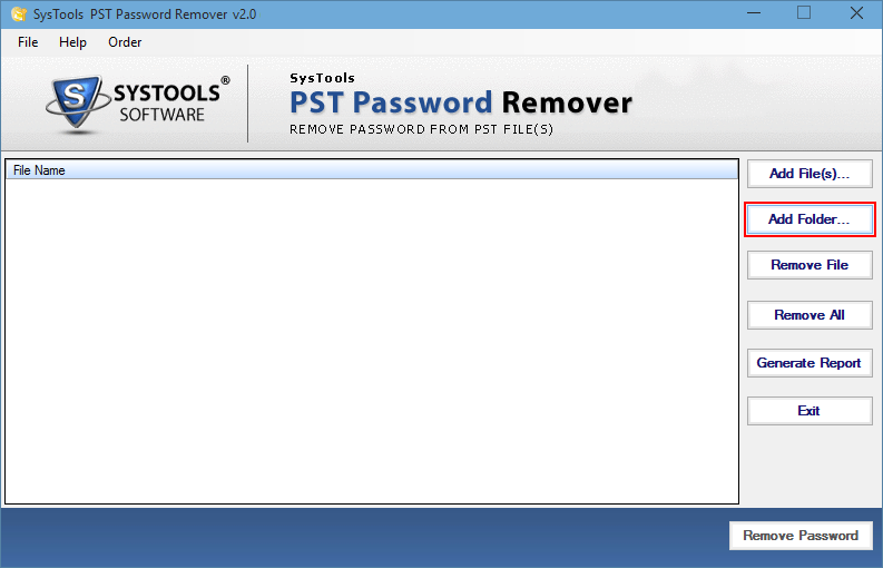 delete pst file password