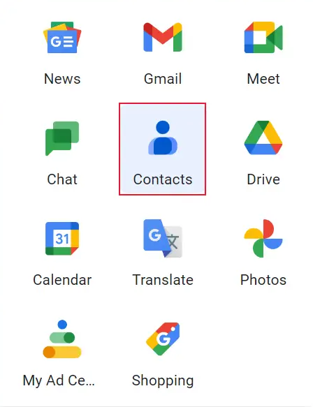 Select the Contacts file