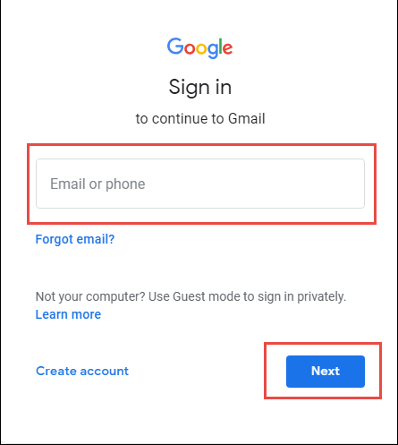 Login the Gmail account