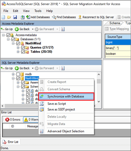 Synchronize with Database