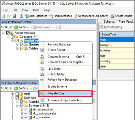 choose Migrate Data