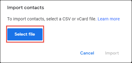 Select the CSV or VCF file