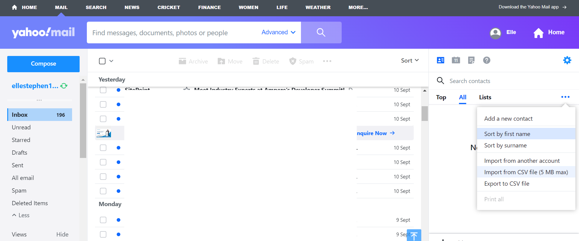 Import Outlook Contacts to Yahoo Mail