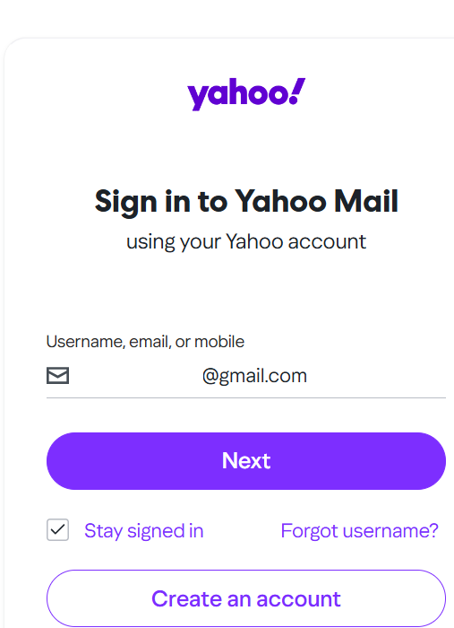 Yahoo Mail using your account credentials