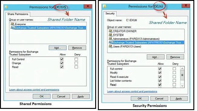 Share Folder Path Exchange 2013