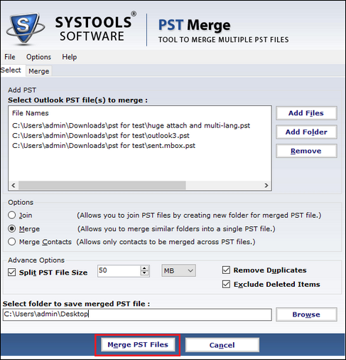Merge Outlook PST Files