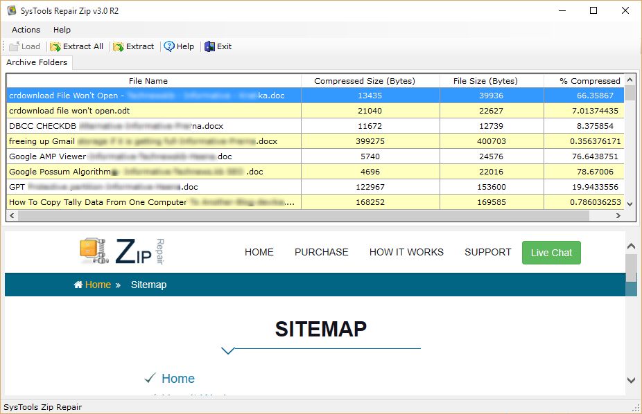 Preview all the restored ZIP backup files